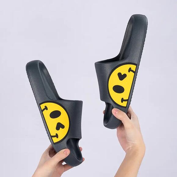 Dark Navy Smiley Cushion Slides, Light, Non-Slip Slippers - Picture 3 of 5